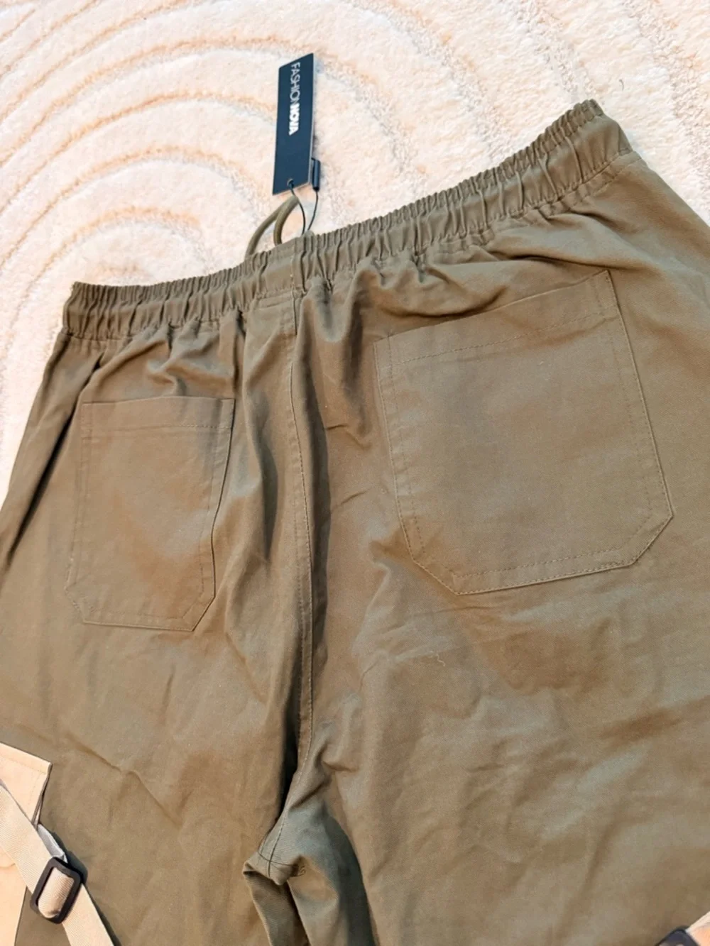 Fashion Nova Olive, Khaki & Black Cargo Pants - Picture 9 of 9